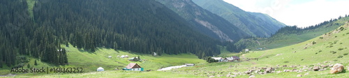 Panorama of a village in the mountains