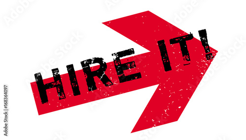 Hire It rubber stamp. Grunge design with dust scratches. Effects can be easily removed for a clean, crisp look. Color is easily changed.