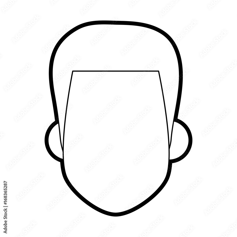 Flat line uncolored man head over white background vector illustration Flat line uncolored man head over white background vector illustration