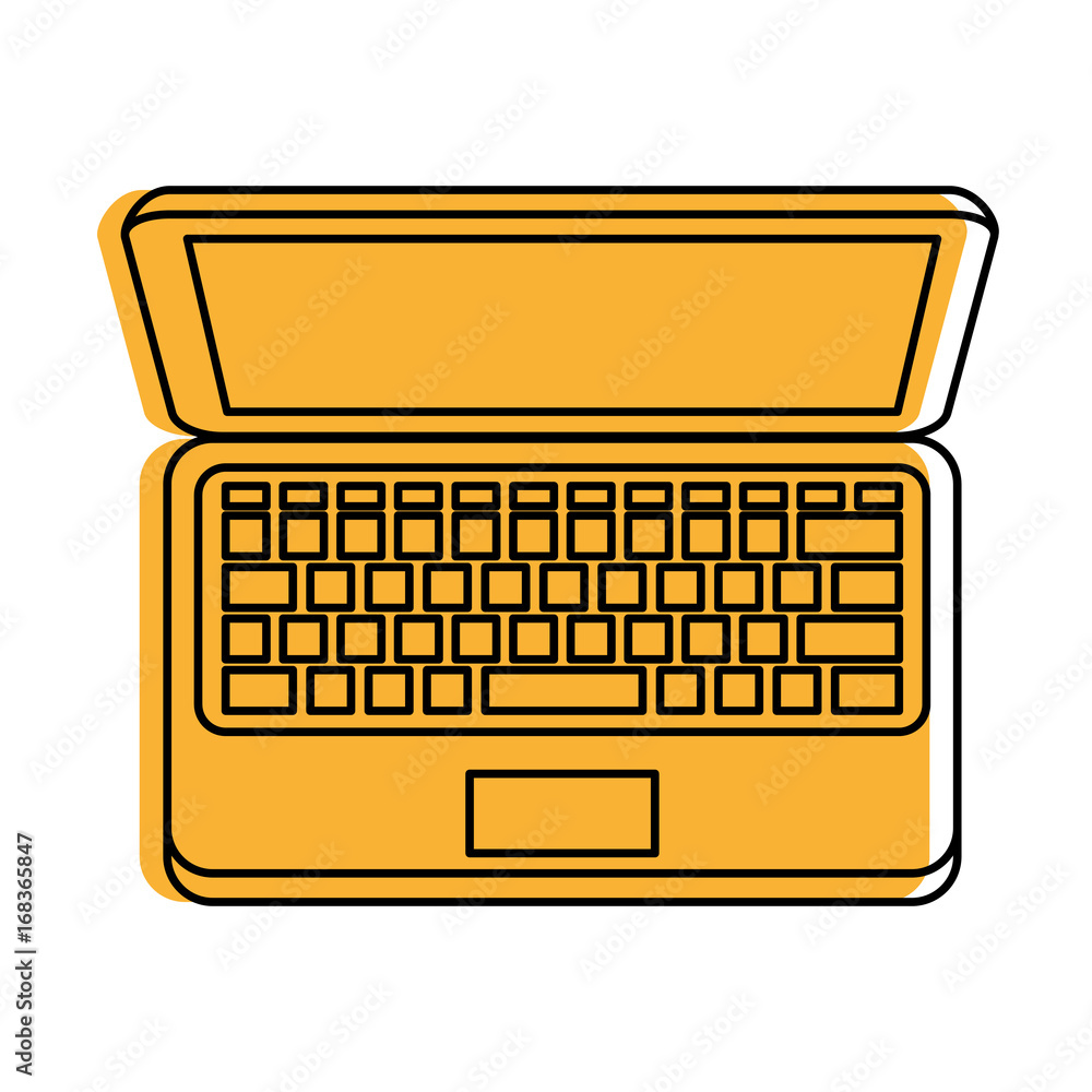 laptop computer  icon image vector illustration design  yellow color