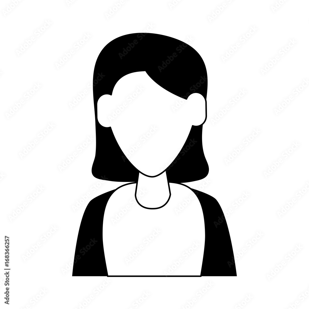 woman avatar icon image vector illustration design  black and white