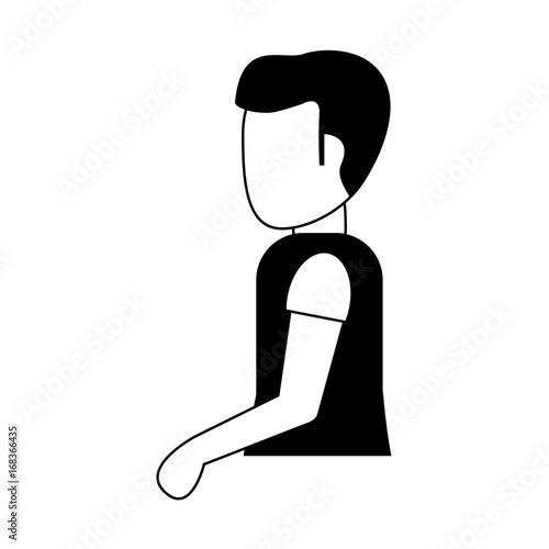 Fotografija man standing sideview avatar icon image vector illustration design  black and wh