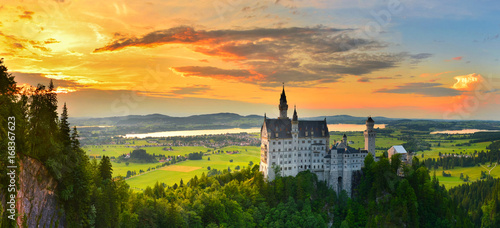 Neuschwanstein castle at sunset, Germany