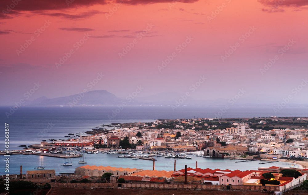 evening view of Favignana town
