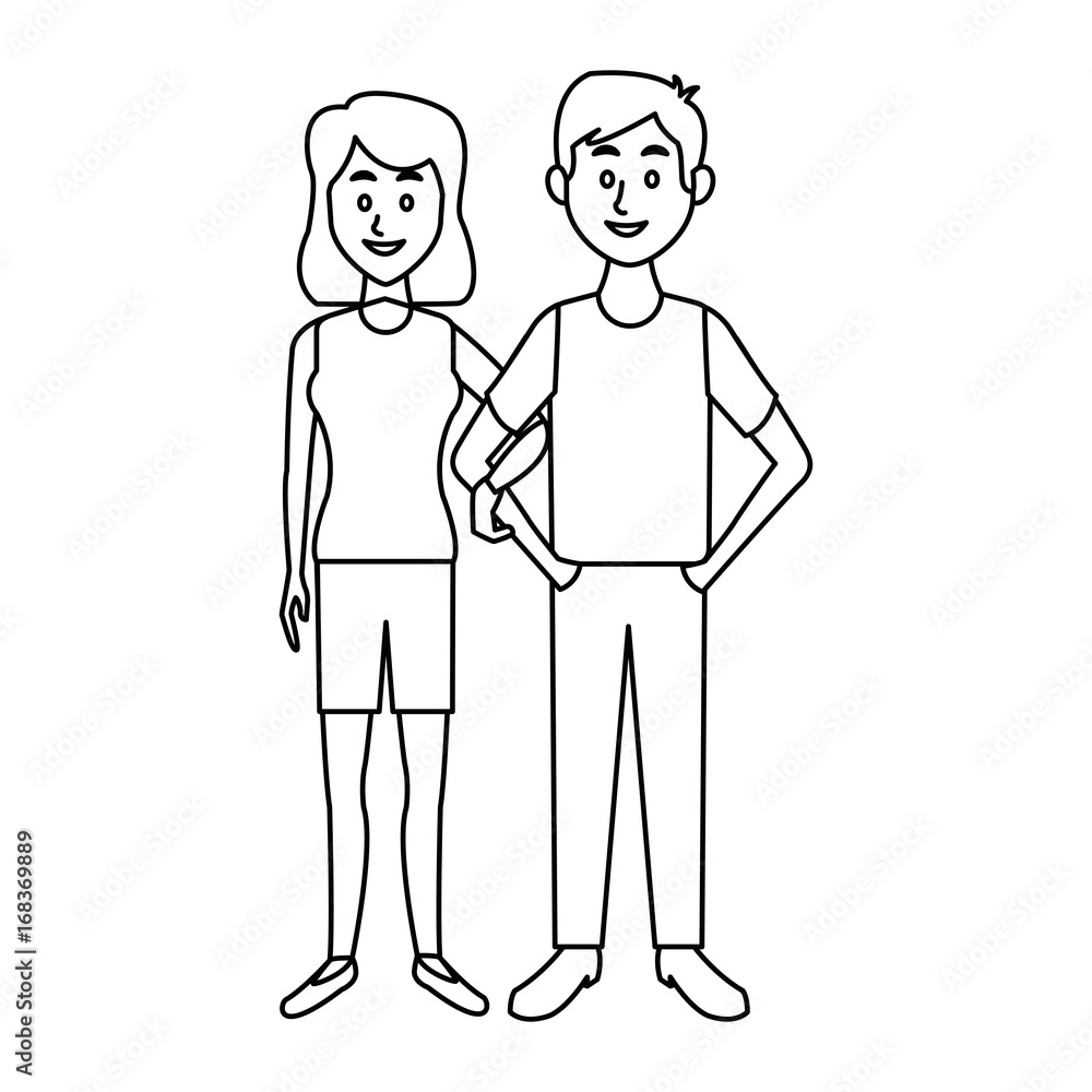 couple standing man and woman together people vector illustration couple standing man and woman together people vector illustration