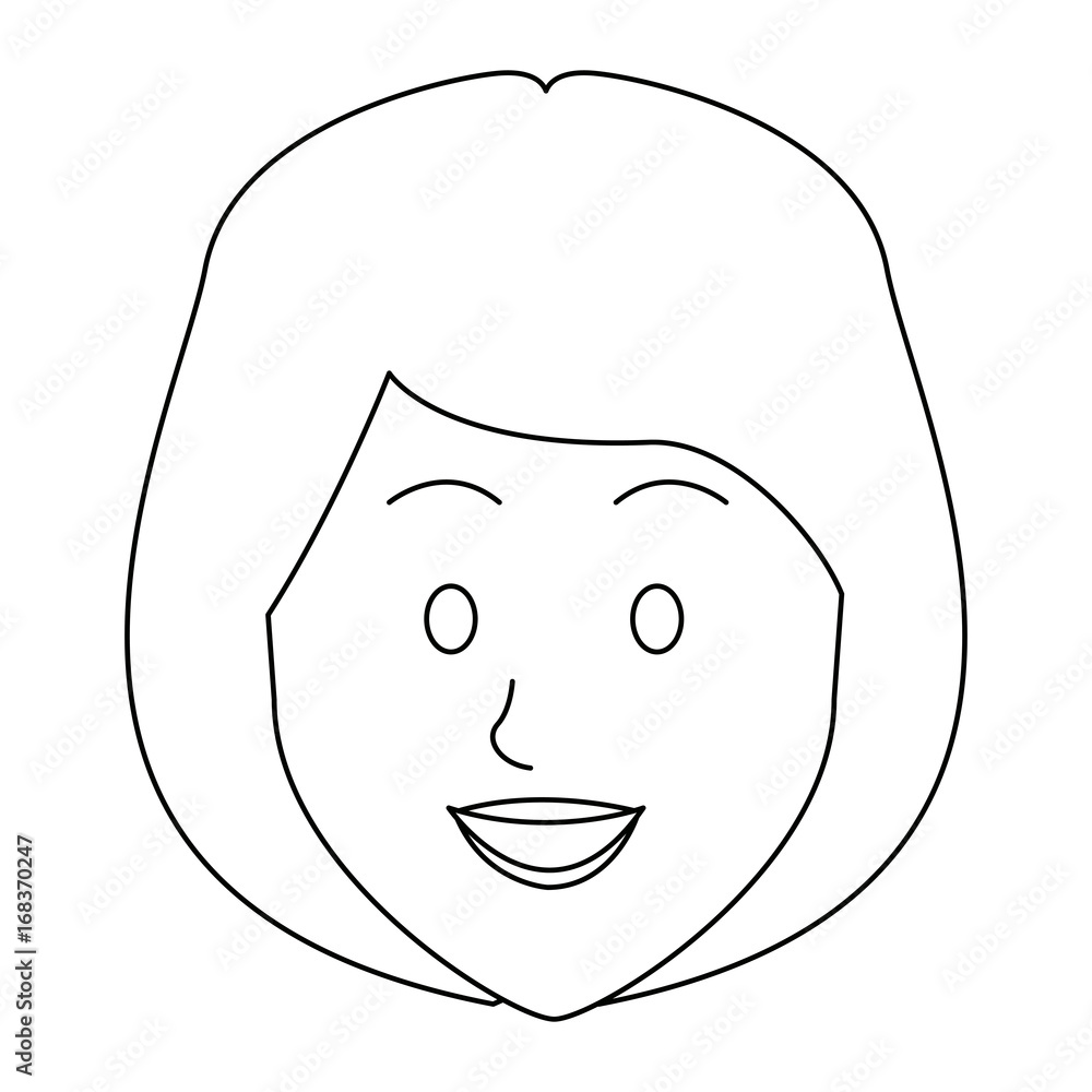 woman face smile expression cartoon character on white background vector illustration