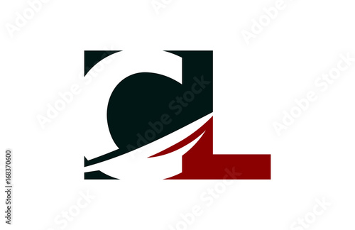 CL Red Negative Space Square Swoosh Letter Logo