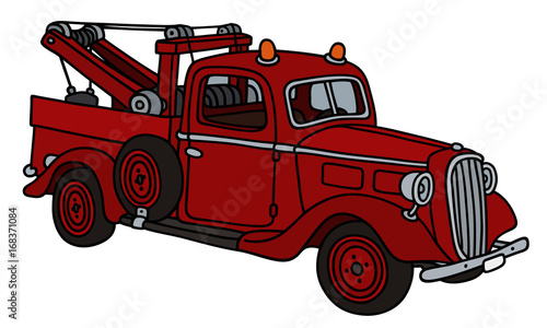 Classic red wrecking truck