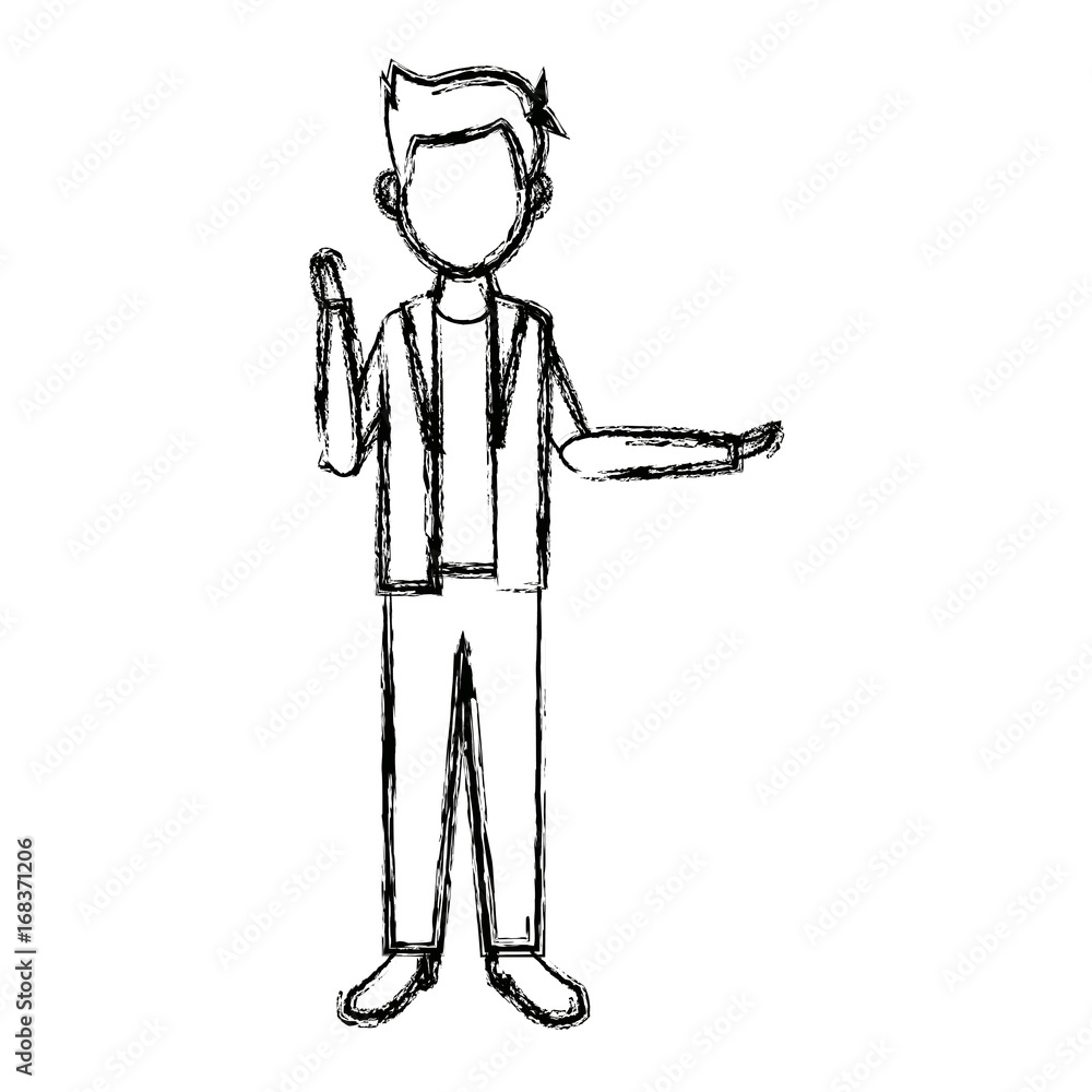 man in casual clothes standing character person vector illustration