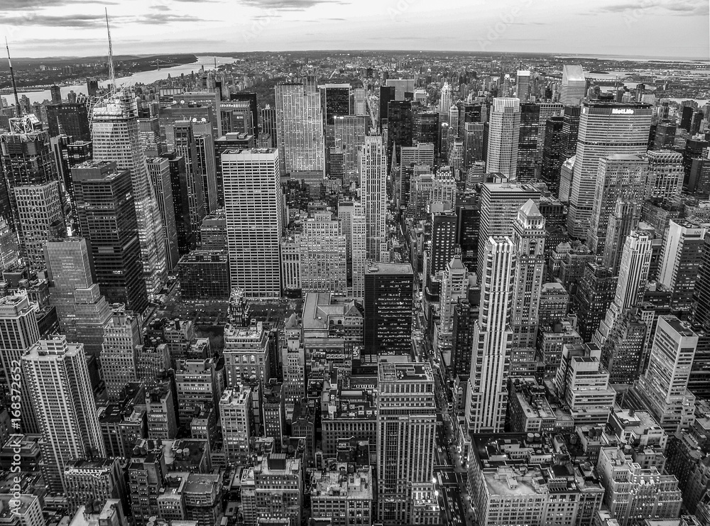 Midtown Manhattan from Empire State Building in Black and White