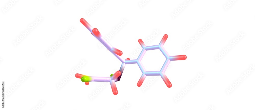 Modafinil molecular structure isolated on white