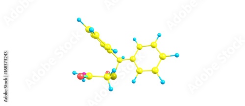 Modafinil molecular structure isolated on white