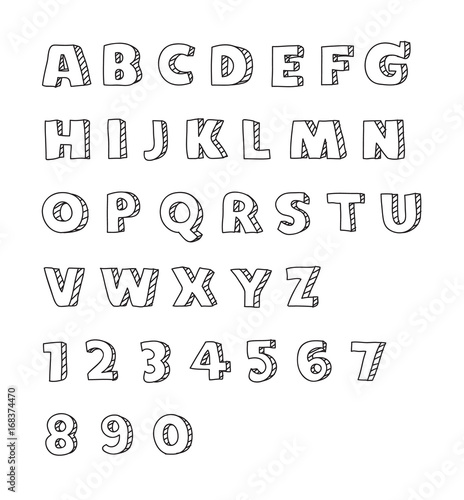Wallpaper Mural Fonts Handwriting Alphabets. Vector Hand Drawn art Torontodigital.ca