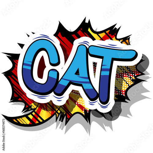 Cat - Comic book word on abstract background.