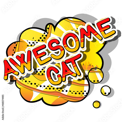 Awesome Cat - Comic book word on abstract background. © noravector