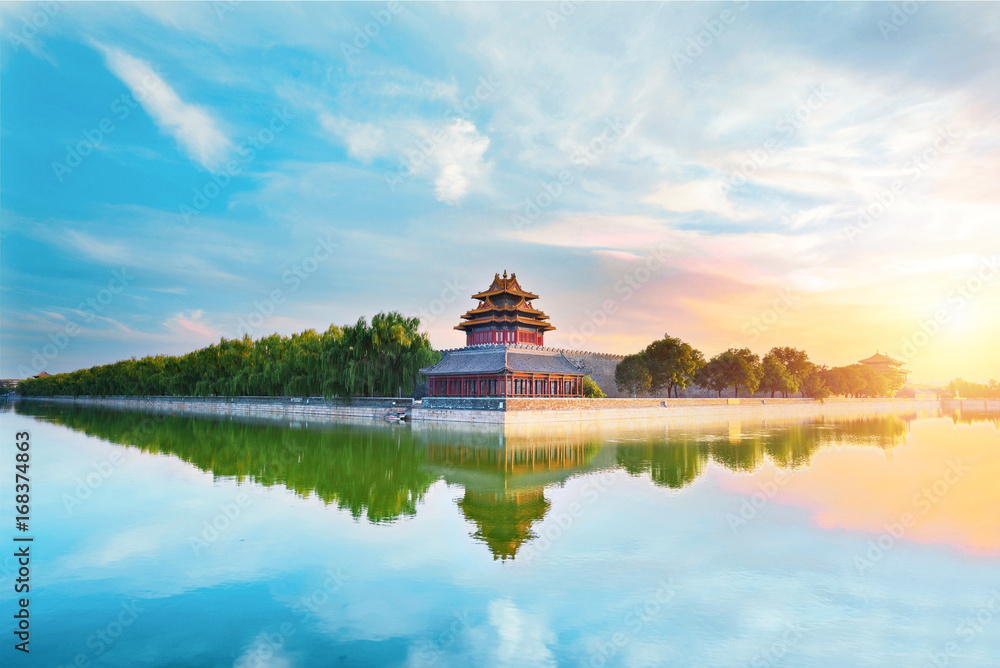 Fototapeta premium The forbidden city at sunset in Beijing,China.