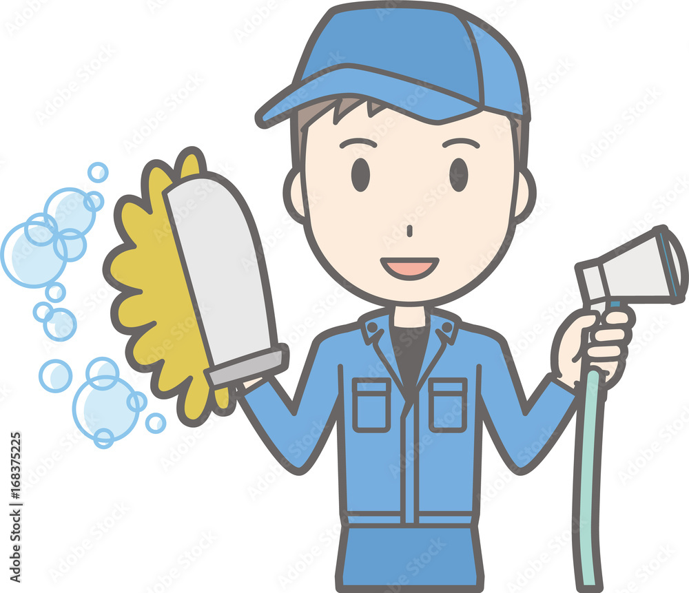 Illustration of men wearing work clothes car wash Illustration of men wearing work clothes car wash