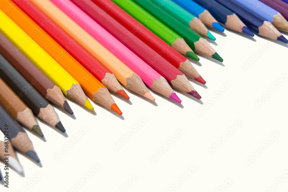 color pencils on white background color pencils on white background
