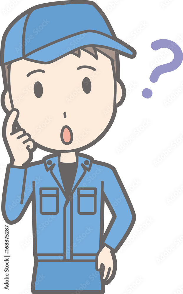 Illustrations that men wearing work clothes are wondering Illustrations that men wearing work clothes are wondering