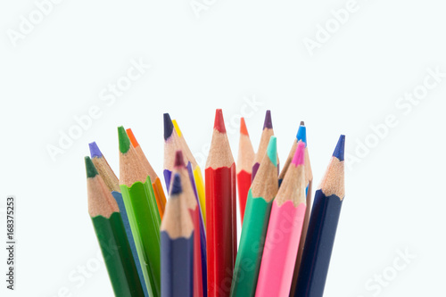 color pencils on white background