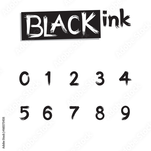 Ink number font isolated vector