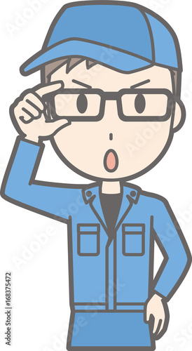 Illustration of men wearing work clothes wearing glasses