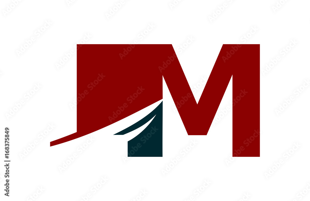 LM Red Negative Space Square Swoosh Letter Logo LM Red Negative Space Square Swoosh Letter Logo