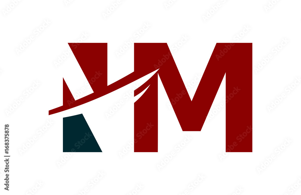 NM Red Negative Space Square Swoosh Letter Logo NM Red Negative Space Square Swoosh Letter Logo