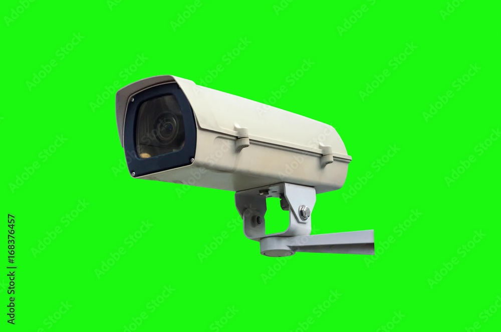 CCTV, security camera system isolated on green background for photo montage, security technology concept CCTV, security camera system isolated on green background for photo montage, security technology concept