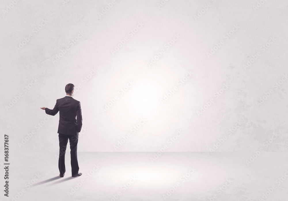 Finance worker standing in pure nothing Finance worker standing in pure nothing
