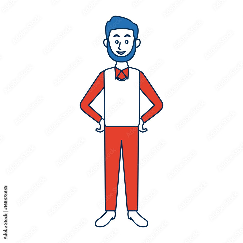 young man standing with folded arms front view vector illustration