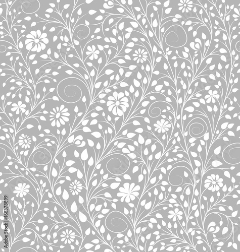 white floral background. vector seamless pattern. antistress coloring page