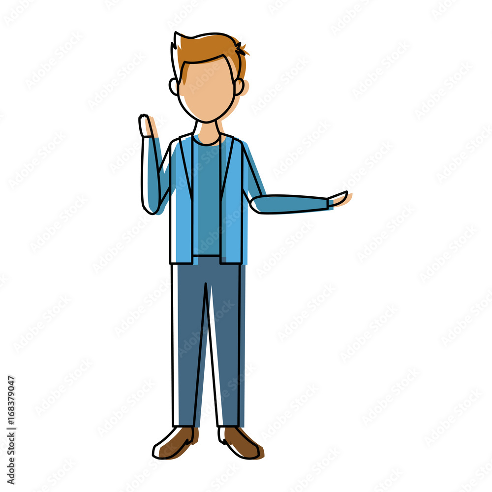young man standing with folded arms front view vector illustration young man standing with folded arms front view vector illustration