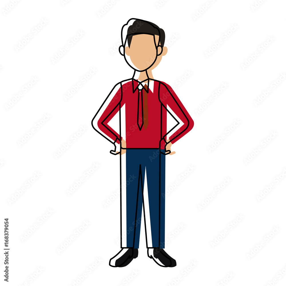young man standing with folded arms front view vector illustration young man standing with folded arms front view vector illustration
