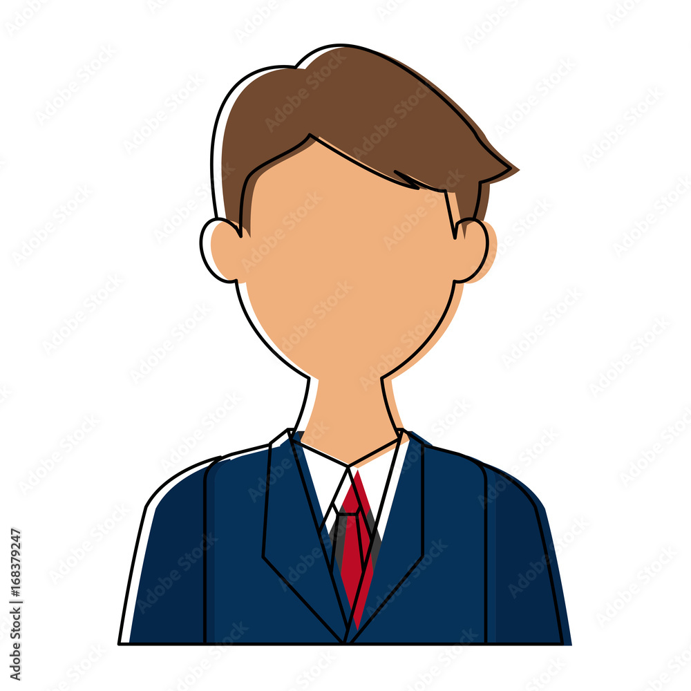 portrait of a young man character on white background vector illustration