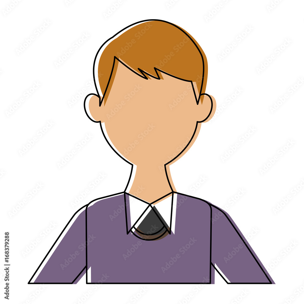 portrait of a young man character on white background vector illustration