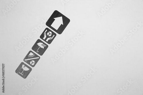 Symbol box Paper texture brown sheet background.