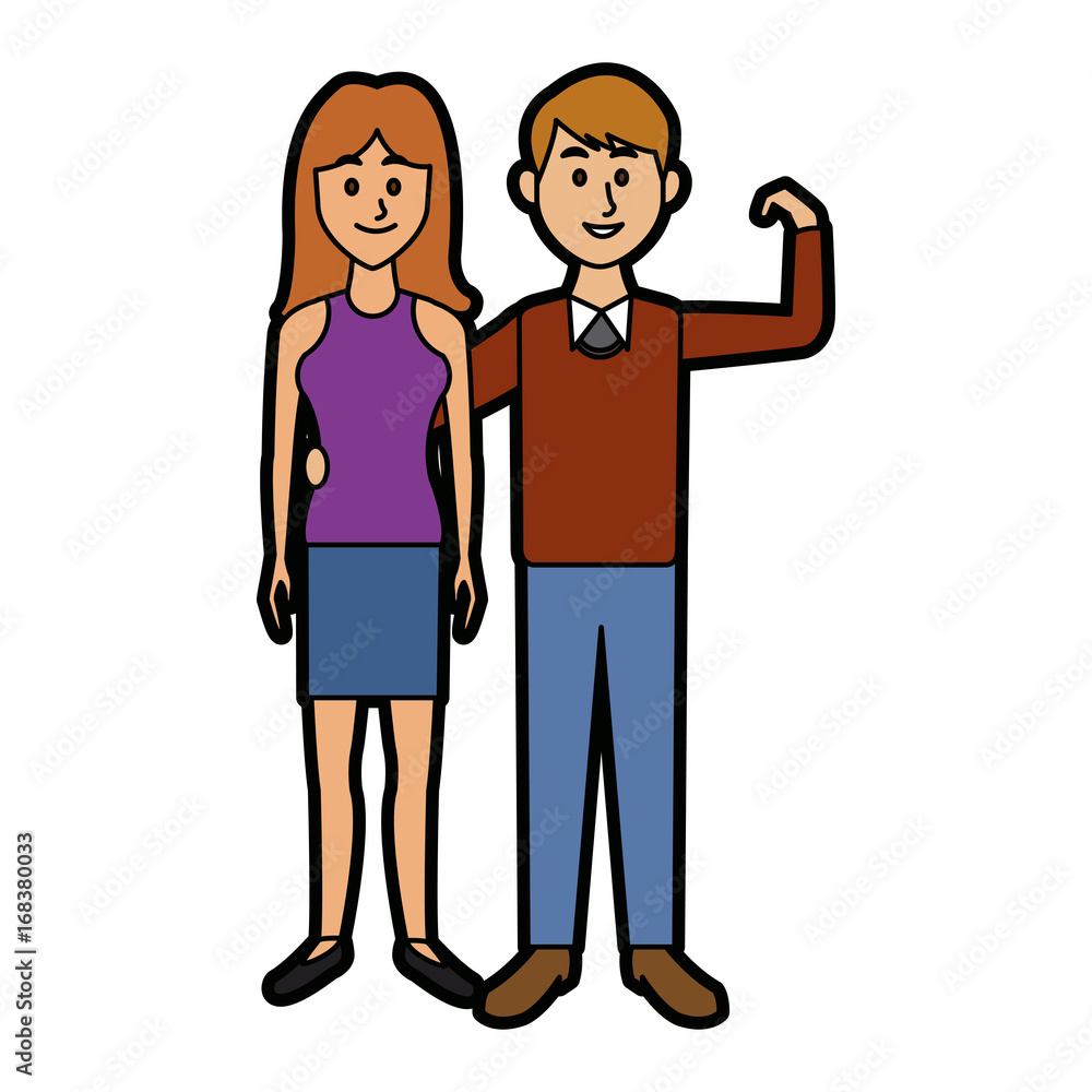couple standing man and woman together people