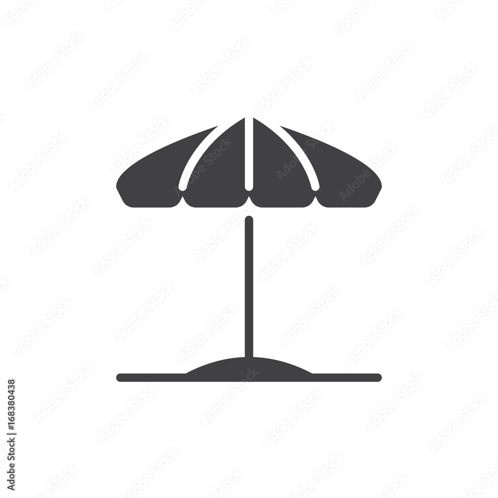 Beach umbrella icon vector, filled flat sign, solid pictogram isolated on white. Parasol symbol, logo illustration. Pixel perfect vector graphics Beach umbrella icon vector, filled flat sign, solid pictogram isolated on white. Parasol symbol, logo illustration. Pixel perfect vector graphics