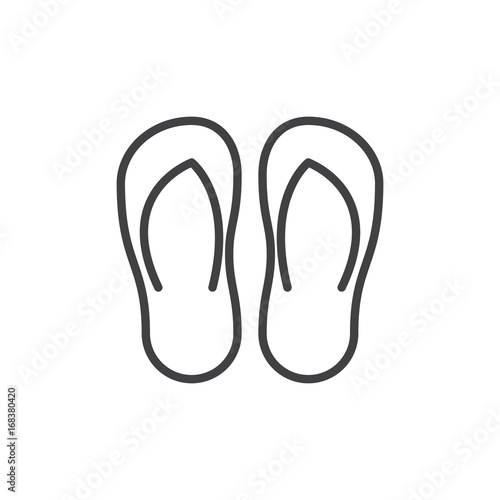 Flip flops line icon, outline vector sign, linear style pictogram isolated on white. Symbol, logo illustration. Editable stroke. Pixel perfect vector graphics