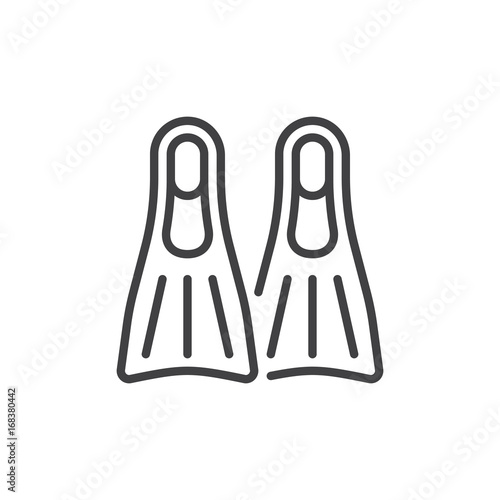 Flippers line icon, outline vector sign, linear style pictogram isolated on white. Symbol, logo illustration. Editable stroke. Pixel perfect vector graphics