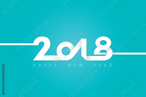 Happy New Year 2018 text design for greeting card.
