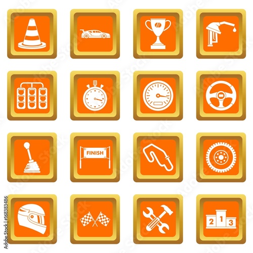 Racing speed icons set orange