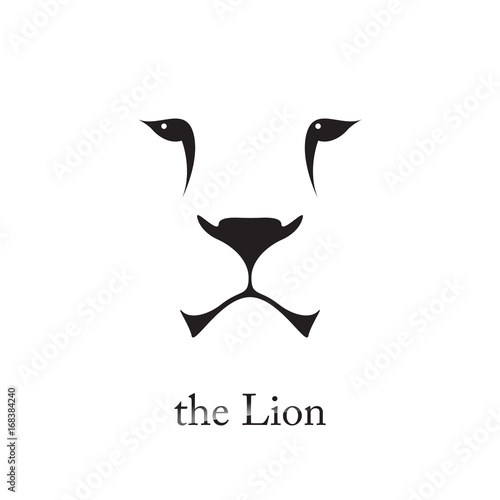 Vector image of an lion head on white background. Wild cat.