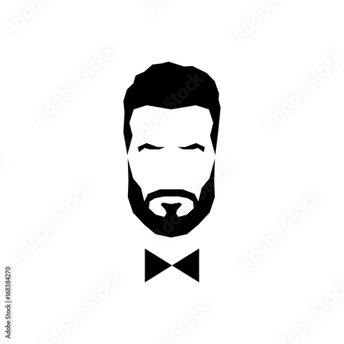 Gentleman avatar with bow tie. Vector illustration.