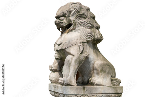 Chinese Imperial Lion Statue  Isolated on white background
