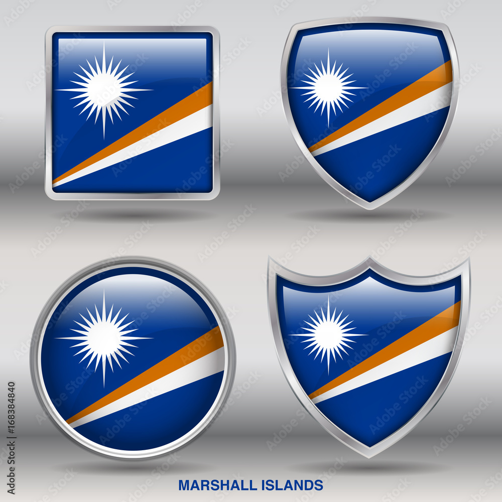 Flag of Marshall Islands in 4 shapes collection with clipping path Flag of Marshall Islands in 4 shapes collection with clipping path