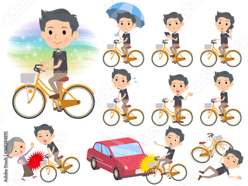 Black shortsleeved shirt Short beard man_city bicycle
