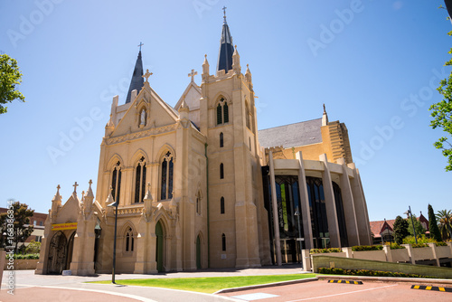Side view of St Mary's Cathedral entrance in Perth photo