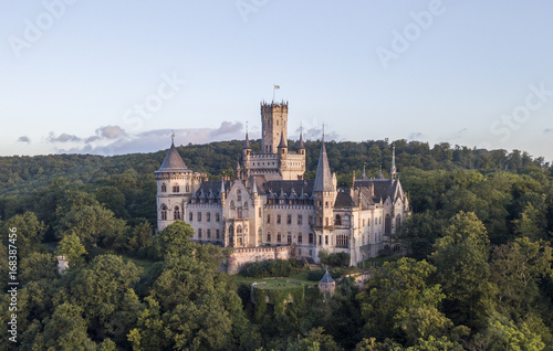 Aerial view of a Gothic revival Marienburg castle in Lower Saxony, Germany © Iurii